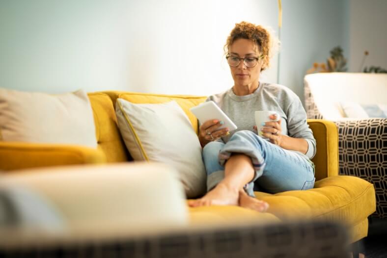 A woman with a tablet